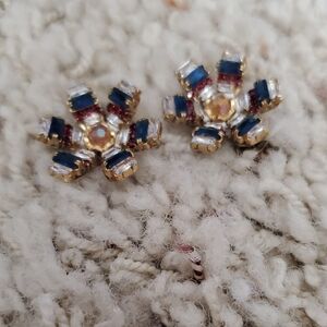 Elegant Gold and Blue Floral Earrings